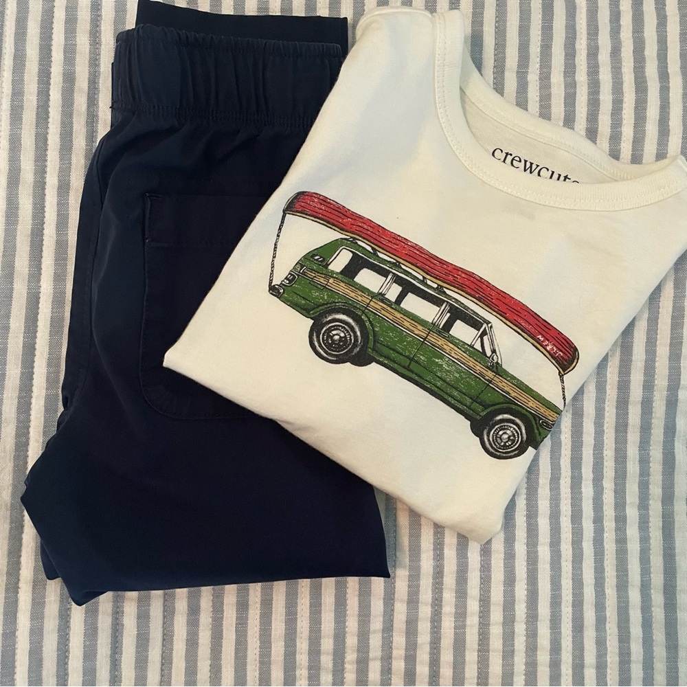J.Crew boys outfit.  Long sleeve shirt and active pants.